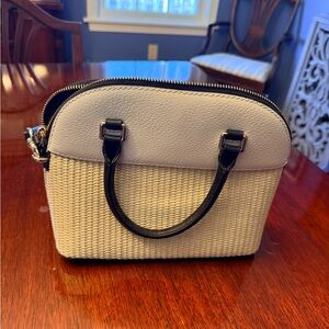kate spade Cream and Black Woven Dome Crossbody